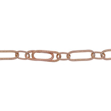 Load image into Gallery viewer, 14kt Gold Filled - Rose Gold One 5.0mm Width by 13.0mm Length Smooth Elongated Link Connected to 4.0mm width by 7.0mm length Smooth Oval Links Followed by 5.5mm Width by 18.0mm Length Textured Paper Clip Link, Long and Short Chain. Price per: 1 Foot.