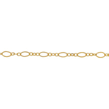 Load image into Gallery viewer, Chain by Foot. 14kt Gold Filled One of 2.1mm Width by 4.7mm Length, larger Flat Oval Link connected to Three of 1.7mm Width by 2.0mm Length Smooth Oval Links with Middle link being Flat, Long and Short Chain. Price per: 1 Foot.