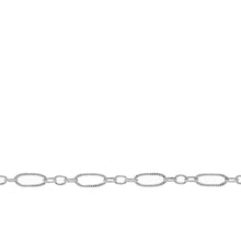 Load image into Gallery viewer, Chain by Foot. Sterling Silver 2.5mm Width by 6.0mm Length Corrugated Larger Oval Link Connected to Three of 1.5mm Width by 2.0mm Length Smaller Oval Links with Middle Link being Corrugated Link, Long and Short Chain. Price per: 1 Foot.