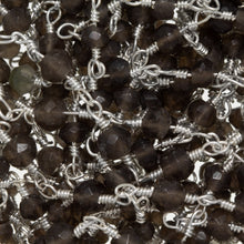 Load image into Gallery viewer, Brass Silver Plated 3.5mm width / length Natural Hand Cut Smoky Topaz Gem Stone Chain. Price per: 1 Inch.