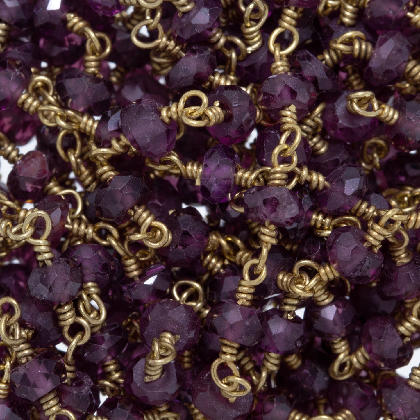 Brass Gold Plated / Vermeil 4.0mm Width / Length Natural Hand Cut Garnet Gem Stone Chain. Price per: 1 Inch.