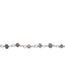 Load image into Gallery viewer, Chain by Foot. Brass Silver Plated 3.0mm to 4.0mm Width / Length Iolite Gem Stone Chain. Price per: 1 Inch.