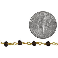 Load image into Gallery viewer, Brass Gold Plated 3.13mm Width by 2.26mm Length Natural Hand Cut Smoky Topaz Stone, Gem Stone Chain. Price per: 1 Inch.