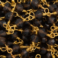 Load image into Gallery viewer, Brass Gold Plated 3.13mm Width by 2.26mm Length Natural Hand Cut Smoky Topaz Stone, Gem Stone Chain. Price per: 1 Inch.