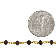 Load image into Gallery viewer, Brass Gold Plated 3.85mm Width by 2.96mm Length Natural Hand Cut Smoky Topaz Stone, Gem Stone Chain. Price per: 1 Inch.