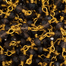 Load image into Gallery viewer, Brass Gold Plated 3.85mm Width by 2.96mm Length Natural Hand Cut Smoky Topaz Stone, Gem Stone Chain. Price per: 1 Inch.