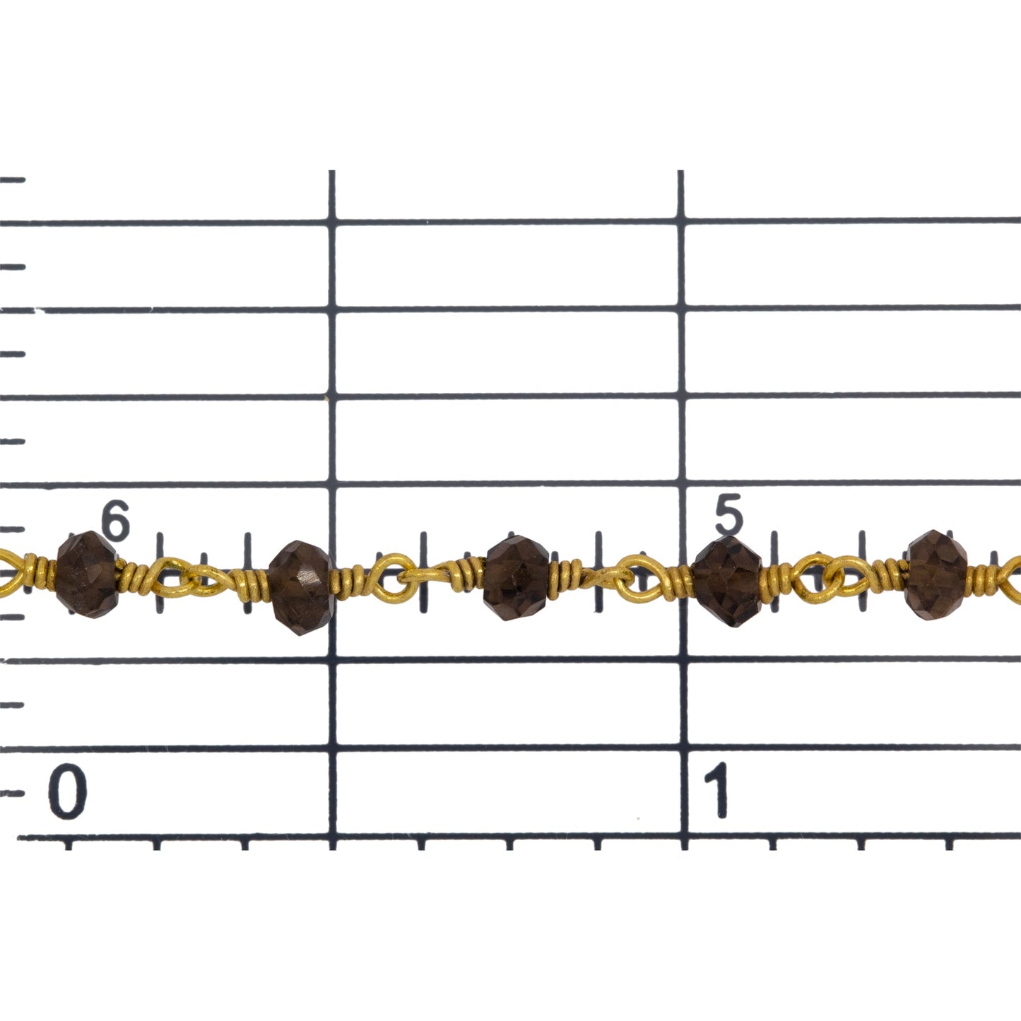 Brass Gold Plated 3.85mm Width by 2.96mm Length Natural Hand Cut Smoky Topaz Stone, Gem Stone Chain. Price per: 1 Inch.