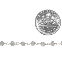 Load image into Gallery viewer, Brass Silver Plated 3.0mm Width / Length Natural Hand Cut Lebradorite Gem Stone Chain. Price per: 1 Inch.