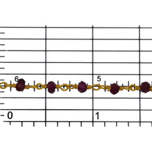 Load image into Gallery viewer, Brass Gold Plated / Vermeil 3.0mm to 4.0mm Width / Length Garnet Gem Stone Chain. Price per: 1 Inch.