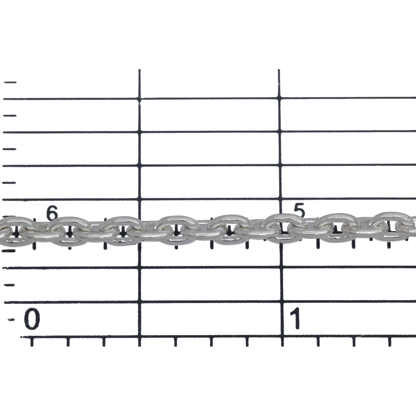 Sterling Silver 3.0mm Width by 4.2mm Length Cable Chain. Price per: 1 Foot.