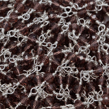 Load image into Gallery viewer, Brass Silver Plated 3.0mm to 4.0mm Width / Length Natural Hand Cut Garnet Gem Stone Chain. Price per: 1 Inch.