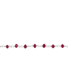 Load image into Gallery viewer, Brass Silver Plated 3.0mm Width / Length Ruby Natural Hand Cut Gem Stone Chain. Price per: 1 Inch.