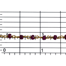 Load image into Gallery viewer, Brass Gold Plated / Vermeil 3.0mm Width / Length Ruby Natural Hand Cut Gem Stone Chain. Price per: 1 Inch.