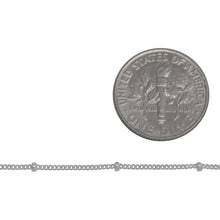Load image into Gallery viewer, Sterling Silver 1.0mm Width by 1.9mm Length, Smooth Curb Chain with 1.9mm Roundel Bead, Satellite Chain. Price per: 1 Foot.