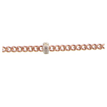 Load image into Gallery viewer, 14kt Gold Filled - Rose Gold 1.0mm Width by 1.9mm Length, Smooth Curb Chain with 1.9mm Silver Roundel Bead, 2 Tone Satellite Chain. Price per: 1 Foot.