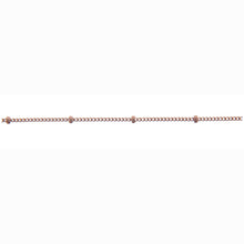 Load image into Gallery viewer, 14kt Gold Filled - Rose Gold 1.0mm Width by 1.9mm Length, Smooth Curb Chain with 1.9mm Silver Roundel Bead, 2 Tone Satellite Chain. Price per: 1 Foot.