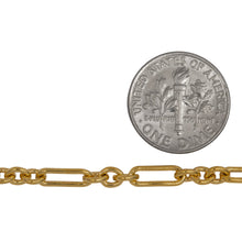 Load image into Gallery viewer, 14kt Gold Filled 3.5mm Width by 10.0mm Length Elongated Oval Link Followed by Three of 3.7mm Width by 4.5mm Length Small Oval Links, Long and Short Chain. Price per: 1 Foot.