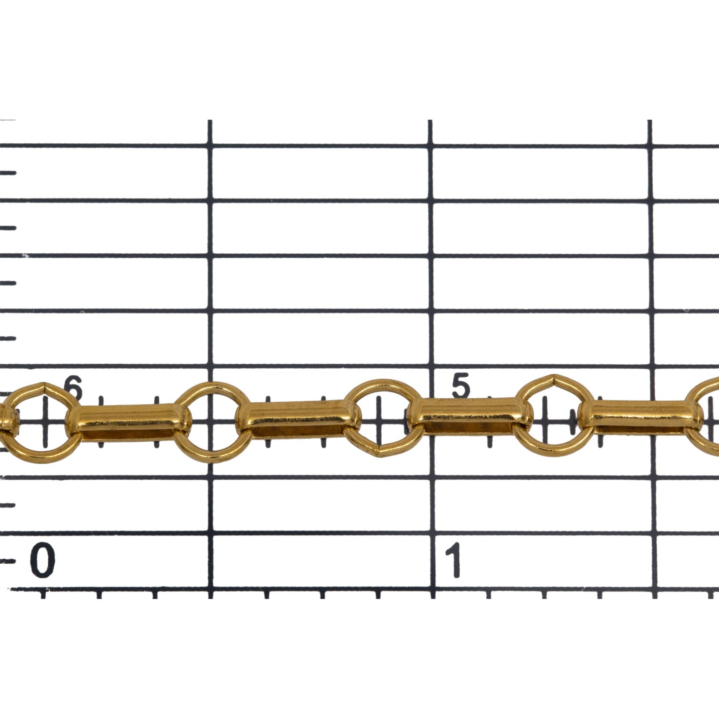 14kt Gold Filled 3.5mm Width by 7.7mm Length Oval Rolo Link Followed by 5.5mm Circle Link, South West Chain. Price per: 1 Foot.