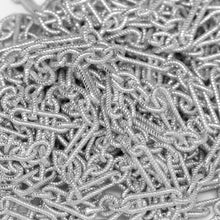 Load image into Gallery viewer, Sterling Silver 3.2mm Width by 10.0mm Length Twisted Elongated Oval Link Followed by 3.7mm Width by 4.9mm Length Three of Twisted Smaller Oval Links, Long and Short Chain. Price per: 1 Foot.