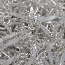 Load image into Gallery viewer, Sterling Silver 1.5mm Width by 9.5mm Length Dapped Bar Connected to 2.4mm Width by 2.9mm Length Closed Oval Link, Bar Chain. Price per: 1 Foot.