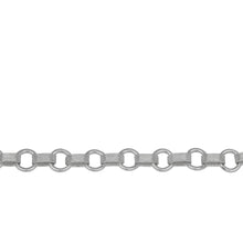 Load image into Gallery viewer, Chain by Foot. Sterling Silver 2.3mm Width by 6.2mm Length Corrugated Oval Rolo Link Connected to 5.8mm Width by 6.2mm Length Closed ring, South West Long and Short Chain. Price per: 1 Foot.