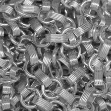 Load image into Gallery viewer, Sterling Silver 2.3mm Width by 6.2mm Length Corrugated Oval Rolo Link Connected to 5.8mm Width by 6.2mm Length Closed ring, South West Long and Short Chain. Price per: 1 Foot.