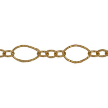 Load image into Gallery viewer, Chain by Foot. 14kt Gold Filled One of 6.8mm Width by 11.0mm Length, Larger Hammered Oval Link Followed by Three of 3.5mm Width by 4.7mm Length Smaller Links with Middle Smaller Link Being Hammered, Long and Short Chain. Price per: 1 Foot.