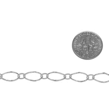 Load image into Gallery viewer, Sterling Silver 7.0mm Width by 11.0mm Length, Larger Hammered Oval Link Connected to 3.4mm Width by 4.6mm Length Smaller Smooth Oval Link, Long and Short Chain. Price per: 1 Foot.