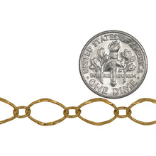 Load image into Gallery viewer, 14kt Gold Filled 7.0mm Width by 11.0mm Length, Larger Hammered Oval Link Connected to 3.4mm Width by 4.6mm Length Smaller Smooth Oval Link, Long and Short Chain. Price per: 1 Foot.