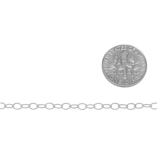 Sterling Silver 3.0mm Width by 4.0mm Length, Twisted Wire Cable Chain. Price per: 1 Foot.