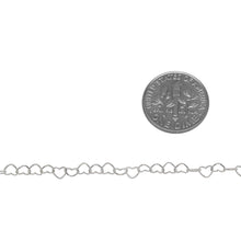 Load image into Gallery viewer, Sterling Silver 3.0mm Width by 3.8mm Length, Heart Chain. Price per: 1 Foot.