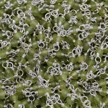 Load image into Gallery viewer, Brass Silver Plated 3.0mm Width / Length Peridot Gem Stone Chain. Price per: 1 Inch.