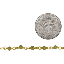 Load image into Gallery viewer, Brass Gold Plated / Vermeil 3.0mm Width / Length Peridot Gem Stone Chain. Price per: 1 Inch.