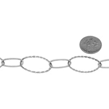 Load image into Gallery viewer, Sterling Silver 17.0mm Width by 27.0mm Length, Twisted Oval Link Followed by 7.2mm Width by 17.6mm Length Smooth Elongated Oval Link, Long and Short Chain. Price per: 1 Foot.