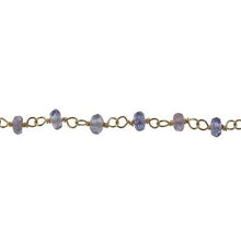 Load image into Gallery viewer, Brass Gold Plated / Vermeil 2.6mm Width by 1.7mm Length Iolite Gem Stone Chain. Price per: 1 Inch.