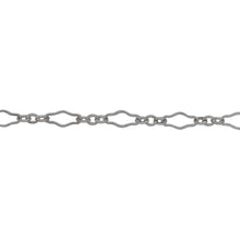 Load image into Gallery viewer, Chain by Foot. Sterling Silver 3.1mm Width by 6.7mm Length, Larger Flat Oval Link Followed by 2.2mm Width by 2.4mm Length, Three of Smaller Oval Flat Links, Long and Short Chain. Price per: 1 Foot.