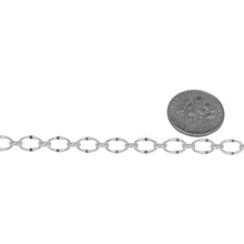 Load image into Gallery viewer, Sterling Silver 4.8mm Width by 7.9mm Length, Dapped Oval Link Connected to 3.5mm Width by 4.0mm Length Oval Rolo Link, Long and Short Chain. Price per: 1 Foot.