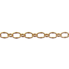 Load image into Gallery viewer, 14kt Gold Filled 4.8mm Width by 7.9mm Length, Dapped Oval Link Connected to 3.5mm Width by 4.0mm Length Oval Rolo Link, Long and Short Chain. Price per: 1 Foot.