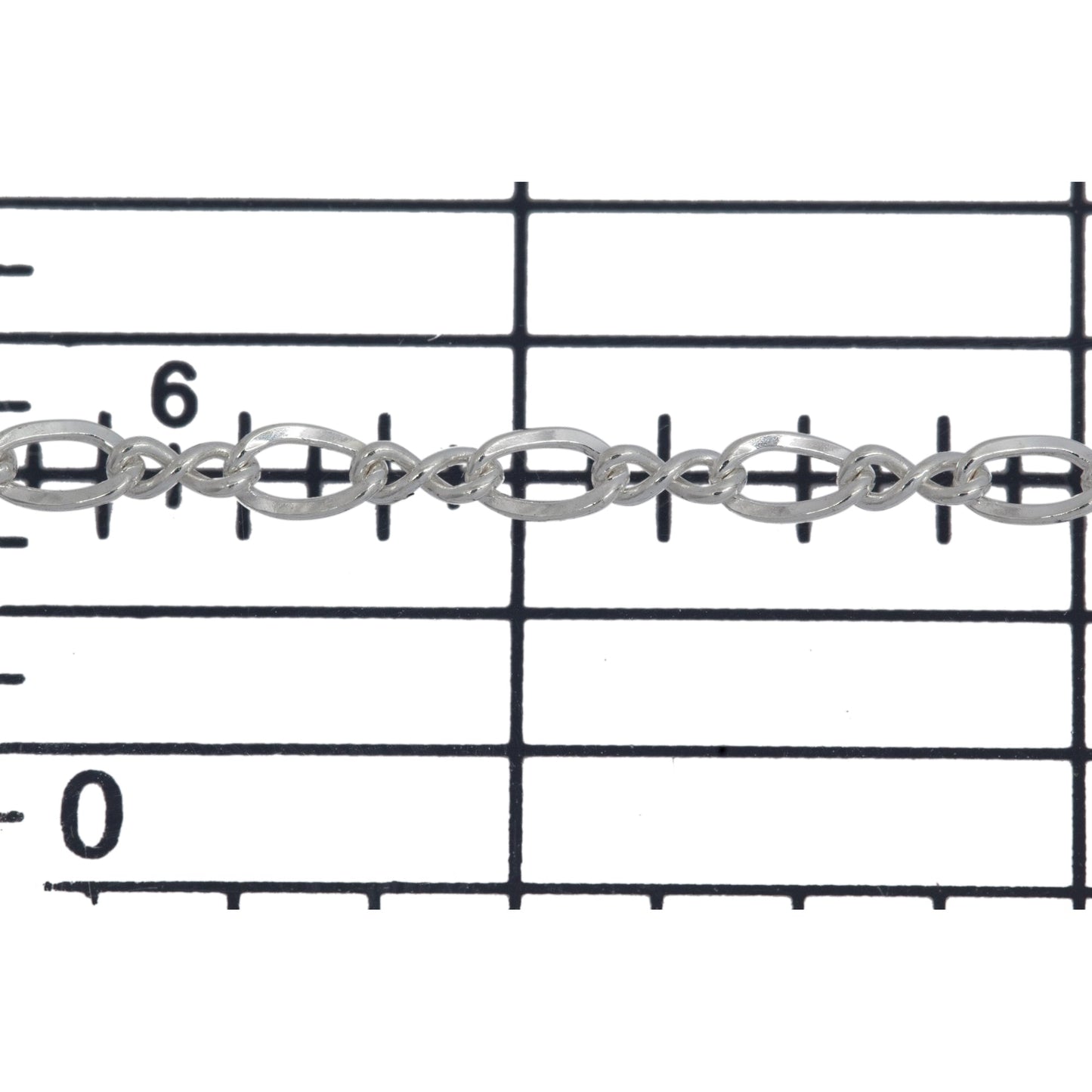 Sterling Silver 1.5mm by 4.0mm Figure 8 Link With 2.4mm by 4.0mm Flat Oval Curb Link, Figure 8 Chain. Price per: 1 Foot.