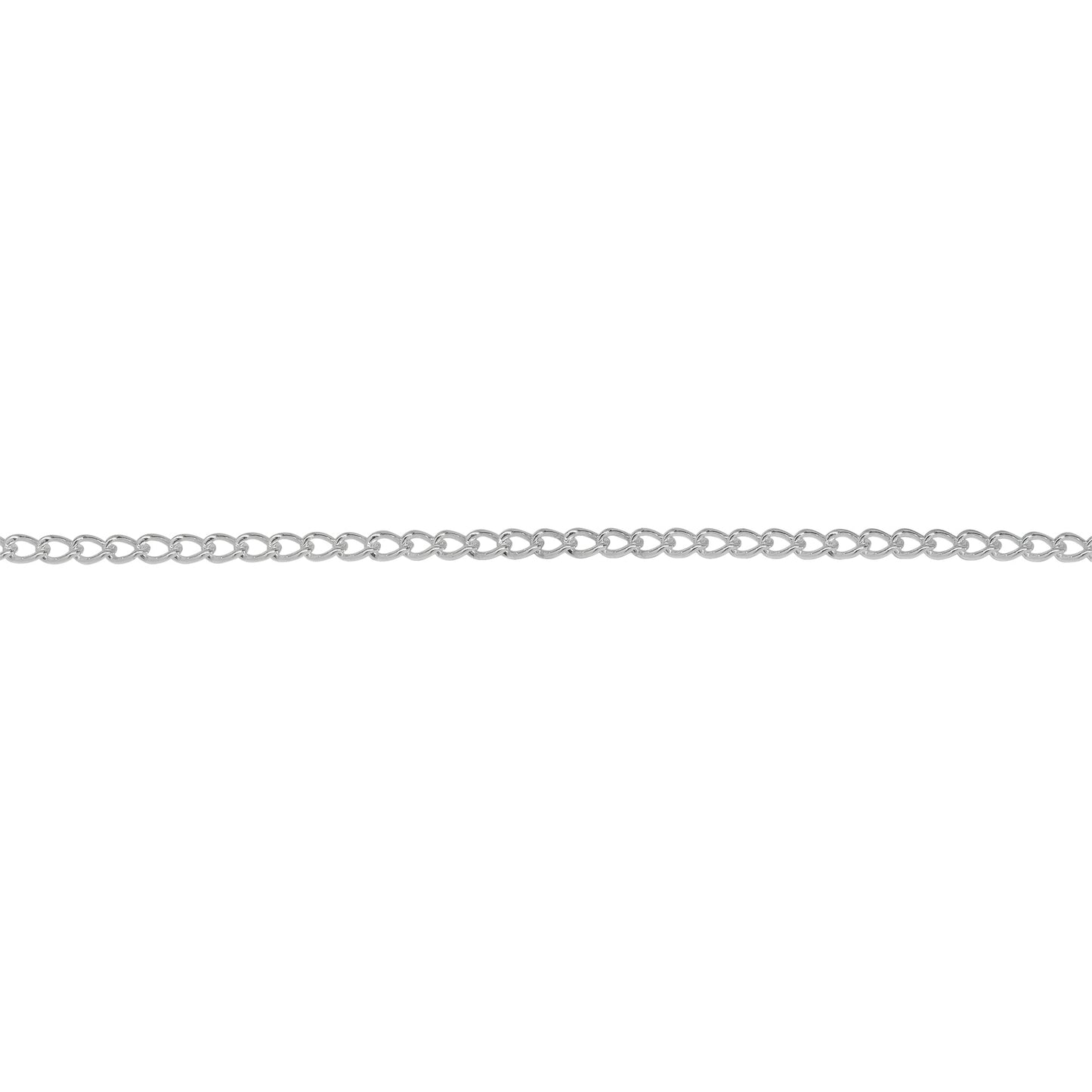 Chain by Foot. Sterling Silver, 1.7mm Width by 2.2mm Length Smooth Curb Chain. Price per: 1 Foot.