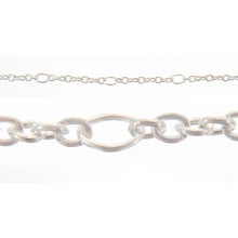 Load image into Gallery viewer, Sterling Silver 1.55mm Width by 2.02mm Length Smooth Cable Chain Link, Followed by 2.42mm Width by 3.45mm Length Smooth Oval Link at Every 2 Inch, Smooth Cable Chain. Price per: 1 Foot.