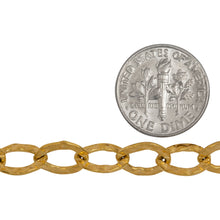 Load image into Gallery viewer, 14kt Gold Filled 7.5mm Width by 10.5mm Length, Hammered Cable Chain. Price per: 1 Foot.