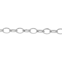 Load image into Gallery viewer, Chain by Foot. Sterling Silver 4.9mm Width by 7.0mm Length Diamond Cut Oval Cable Chain. Price per: 1 Foot.