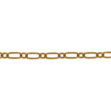 Load image into Gallery viewer, Chain by Foot. 14kt Gold Filled 3.3mm Width by 6.3mm Length Corrugated Oval Connected With 2.7mm Width by 3.1mm Length Oval Rolo Link, Long and Short Chain. Price per: 1 Foot.