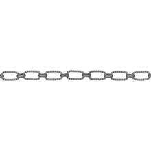 Load image into Gallery viewer, Chain by Foot. Sterling Silver Oxidized 3.3mm Width by 6.3mm Length Corrugated Oval Connected With 2.7mm Width by 3.1mm Length Oval Rolo Link, Long and Short Chain. Price per: 1 Foot.