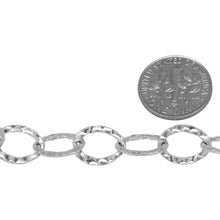 Load image into Gallery viewer, Sterling Silver 9.0mm Width by 12.4mm Length, Hammered Cable Chain. Price per: 1 Foot.