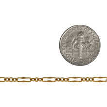 Load image into Gallery viewer, 14kt Gold Filled 2.3mm Width by 6.8mm Length, Dapped Long Link Connected With Three of 2.2mm Width by 2.5mm Length Short Links, Long and Short Chain. Price per: 1 Foot.