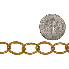 Load image into Gallery viewer, 14kt Gold Filled 9.40mm Width by 13.03mm Length, Hammered Oval Link Connected with 9.15mm Width by 12.47mm Length Smooth Oval Link, Cable Chain. Price per: 1 Foot.