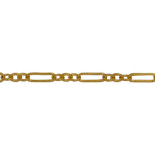 Load image into Gallery viewer, Chain by Foot. 14kt Gold Filled One of 3.1mm Width by 9.4mm Length Corrugated Elongated Oval Link Followed by Three of 3.1mm Width by 4.0mm Length Smooth Oval Links with Middle Oval Link being Corrugated, Long and Short Chain. Price per: 1 Foot.