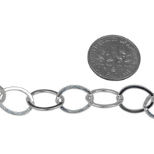 Load image into Gallery viewer, Sterling Silver 9.0mm Width by 12.5mm Length, Flat Cable Chain. Price per: 1 Foot.